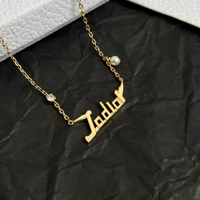 Dior Gold White Chain Nameplate Pendant Necklace 3