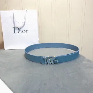 Dior Graffiti Logo Blue Leather Belt