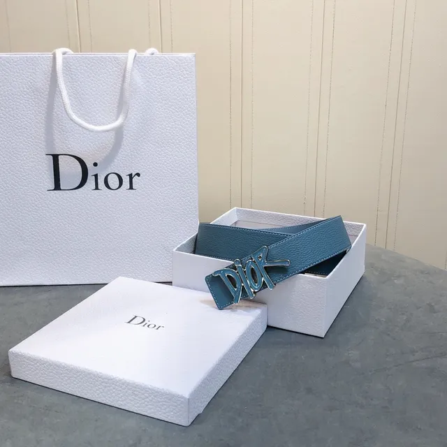 Dior Graffiti Logo Blue Leather Belt 2