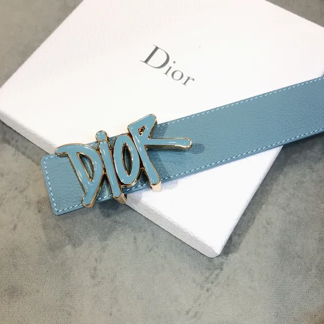 Dior Graffiti Logo Blue Leather Belt 4