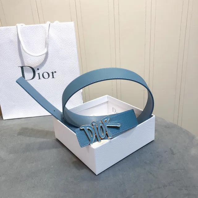 Dior Graffiti Logo Blue Leather Belt 5