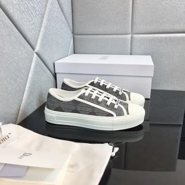 Dior Gray White Canvas Upper Geometric Monogram Print Lifestyle Sneakers 2