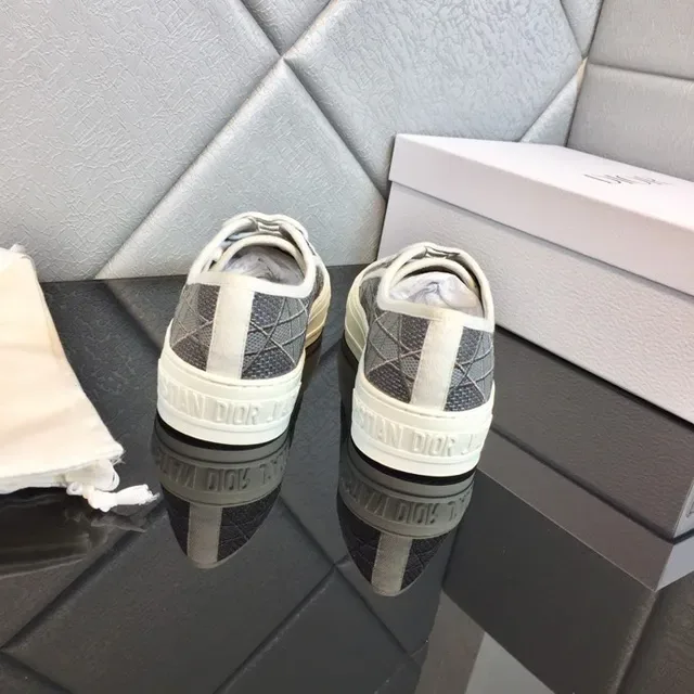 Dior Gray White Canvas Upper Geometric Monogram Print Lifestyle Sneakers 7