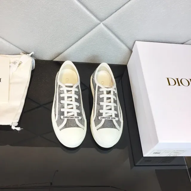 Dior Gray White Canvas Upper Geometric Monogram Print Lifestyle Sneakers 8
