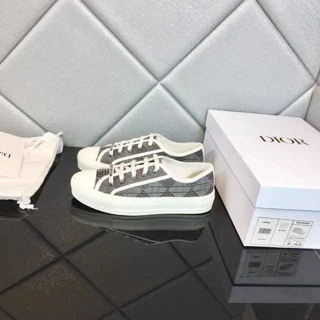 Dior Gray White Canvas Upper Geometric Monogram Print Lifestyle Sneakers 9