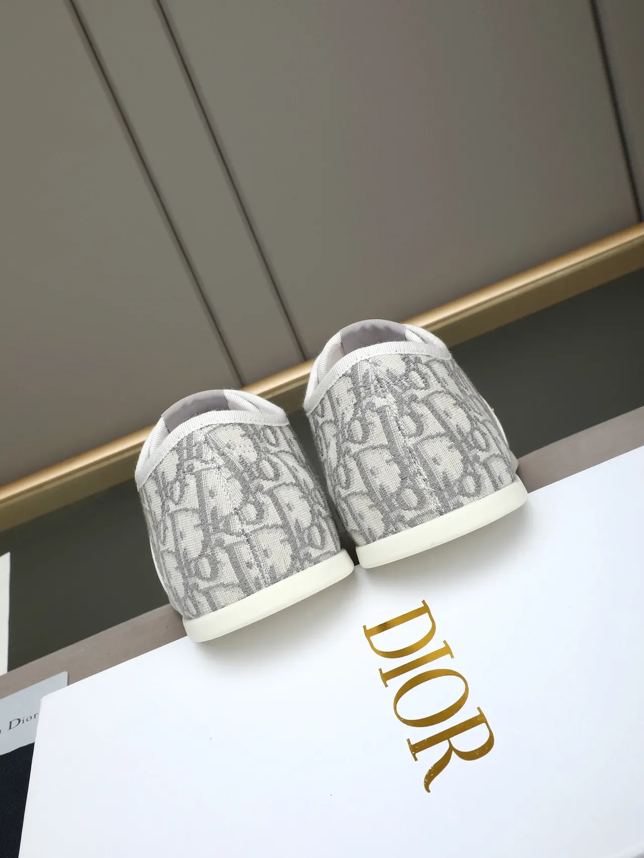 Dior Monogram Jacquard Gris et Blanc Low-Top à Lacets Lifestyle Sneakers 3