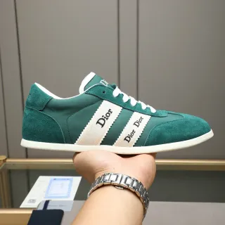 Dior Green White Suede Upper Dual Branded Side Stripes Lifestyle Sneakers