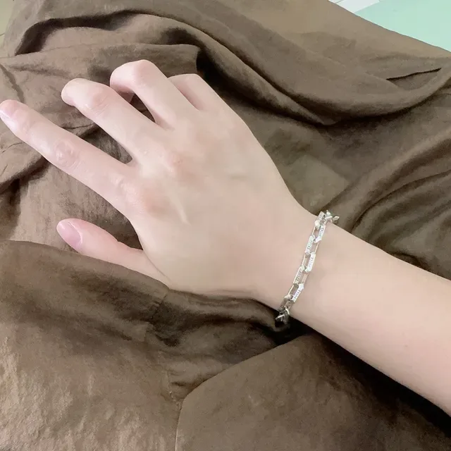 Dior Link Engraved Silver Chain Bracelet 6