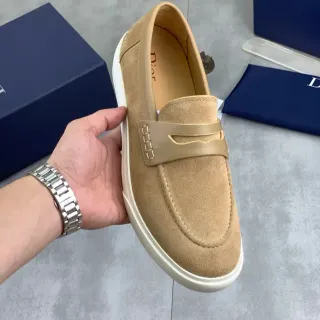 Dior Loafer Beige White Suede Upper Penny Strap Loafer