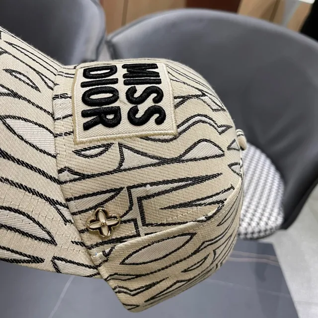 Dior Miss Dior Abstract Line-Print Beige Baseball Cap 3