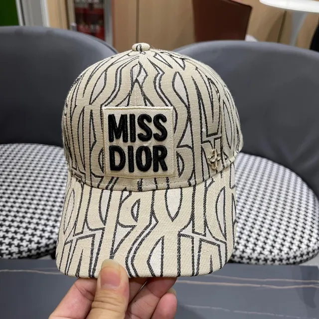 Dior Miss Dior Abstract Line-Print Beige Baseball Cap 4