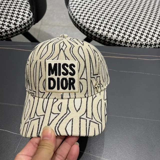 Dior Miss Dior Abstract Line-Print Beige Baseball Cap 5