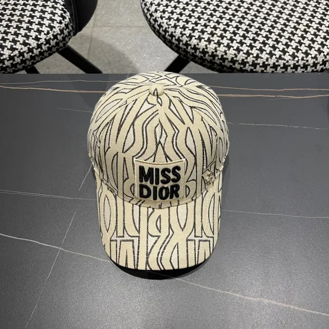 Dior Miss Dior Abstract Line-Print Beige Baseball Cap 7
