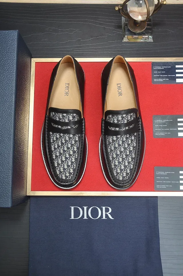 Dior Oblique Loafer Black Leather Monogrammed Penny Strap Loafers 2