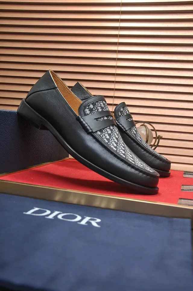Dior Oblique Loafer Black Leather Monogrammed Penny Strap Loafers 3
