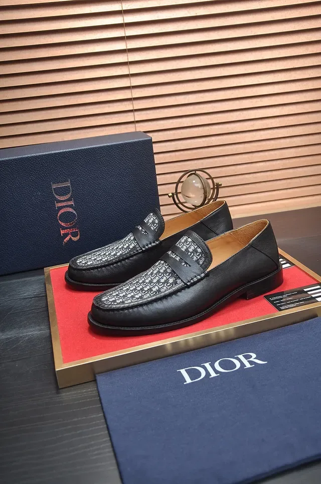 Dior Oblique Loafer Black Leather Monogrammed Penny Strap Loafers 4
