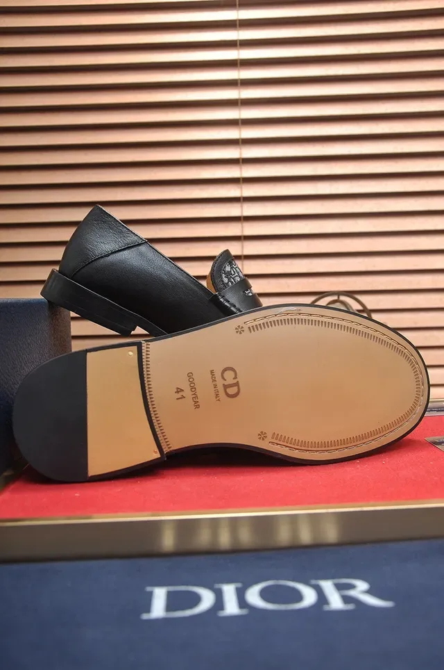 Dior Oblique Loafer Black Leather Monogrammed Penny Strap Loafers 6
