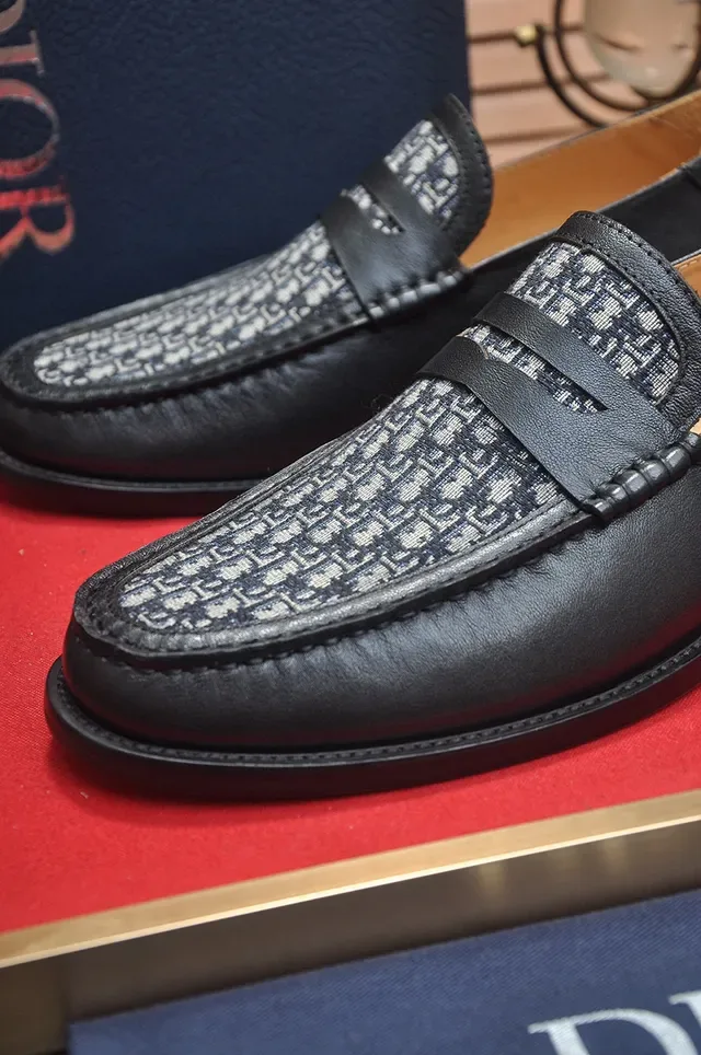 Dior Oblique Loafer Black Leather Monogrammed Penny Strap Loafers 7