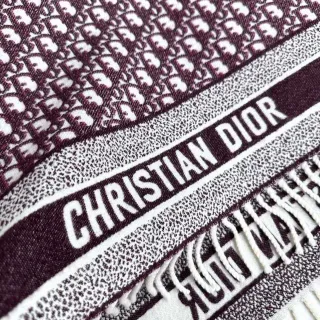 Dior Oblique Monogram বার্গান্ডি এবং সাদা ক্যাশমিয়ার স্কার্ফ