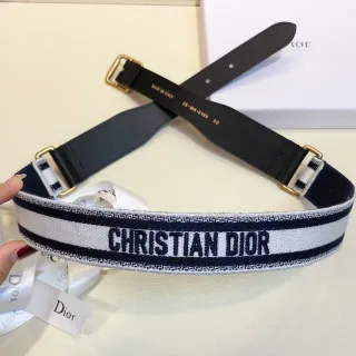 Dior Oblique Navy and White Woven Leather Belt