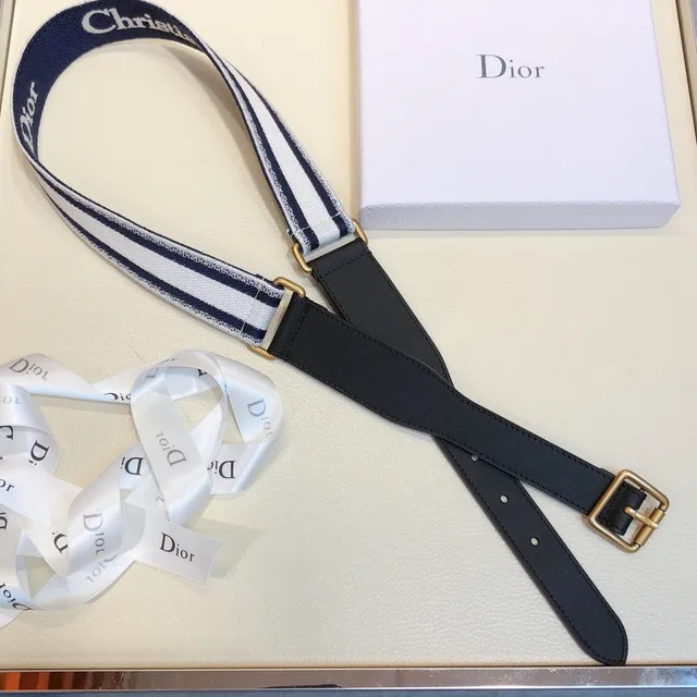 Dior Oblique Navy and White Woven Leather Belt 2