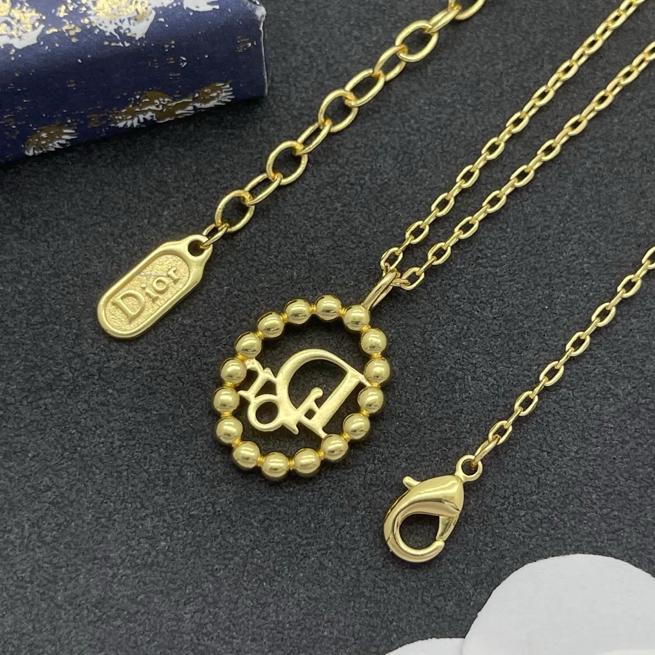 Dior Oval Pavé-Crystal DIOR Monogram Necklace 3