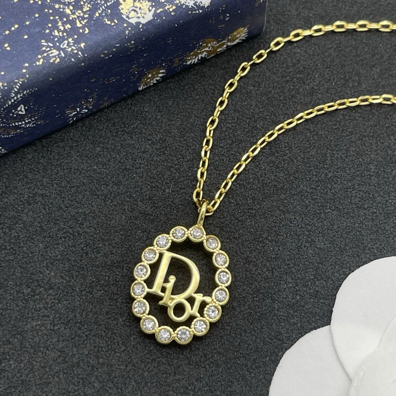 Dior Oval Pavé-Crystal DIOR Monogram Necklace 6