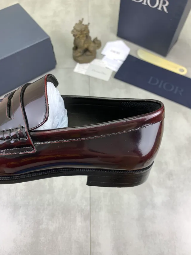 Dior Penny Loafer Burgundy Patent Leather Loafers 5