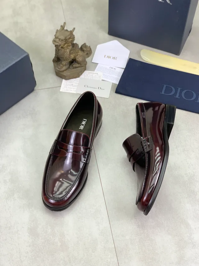 Dior Penny Loafer Burgundy Patent Leather Loafers 6