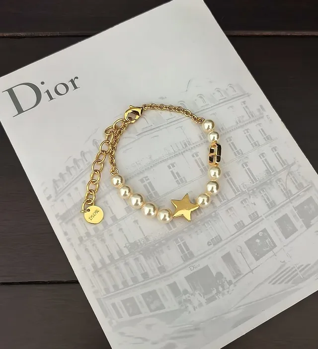 Dior Rose des Vents Gold White Pearl-Strand Chain Bracelet 2