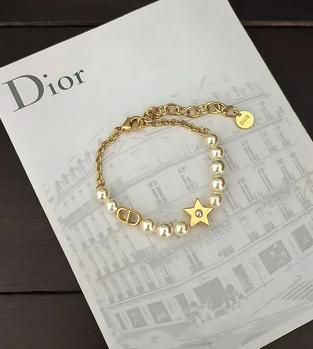 Dior Rose des Vents Gold White Pearl-Strand Chain Bracelet 3