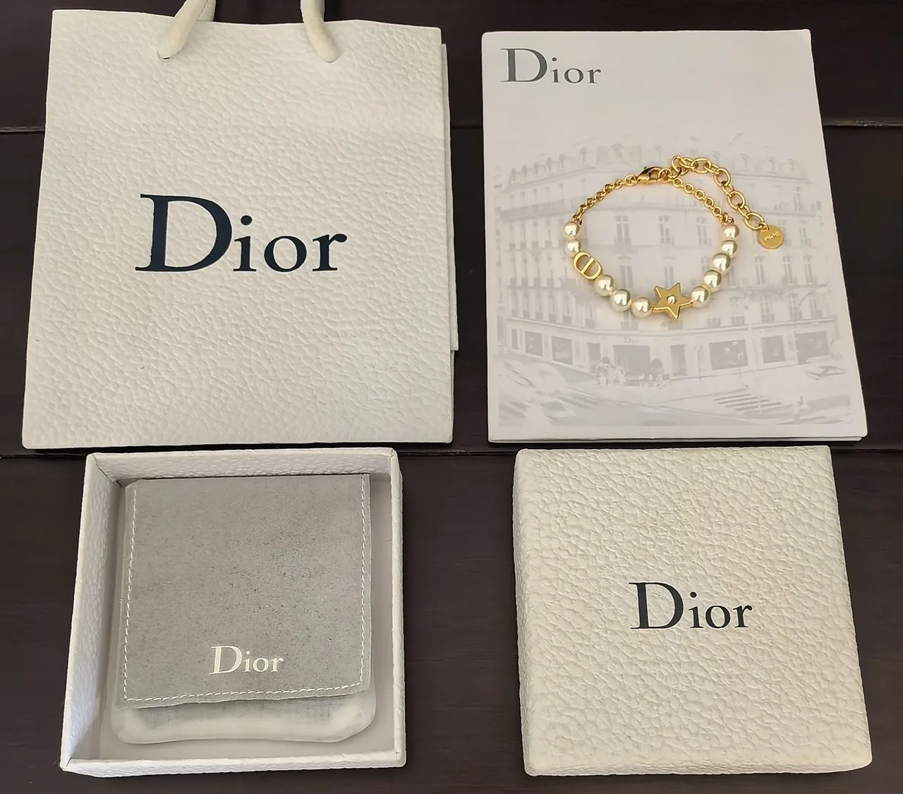 Dior Rose des Vents Gold White Pearl-Strand Chain Bracelet 4
