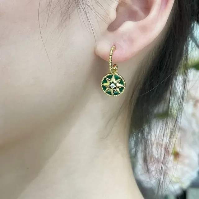 Dior Rose des Vents Malachite Star Drop Earrings 9
