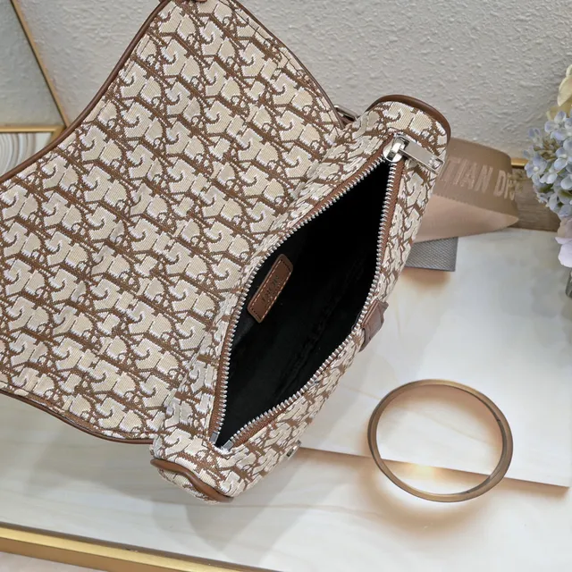 Dior Saddle Beige Brown Monogrammed Canvas Silhouette Saddle Bag 3