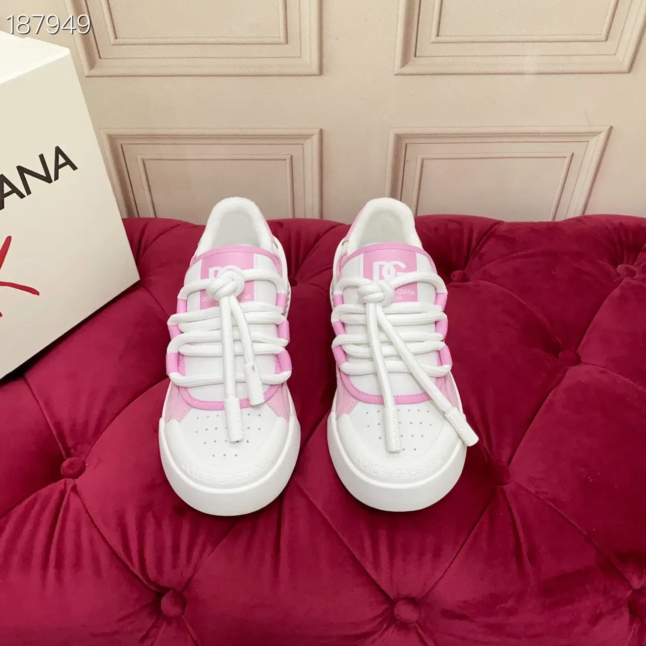 Dolce & Gabbana NS1 Tênis Lifestyle Brancos e Rosados 4