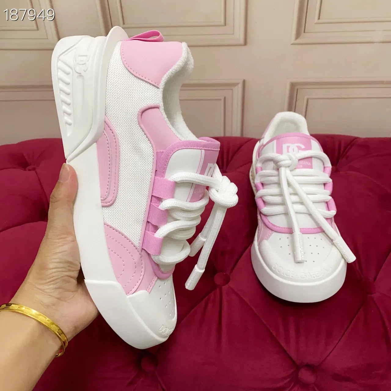 Dolce & Gabbana NS1 Tênis Lifestyle Brancos e Rosados 8
