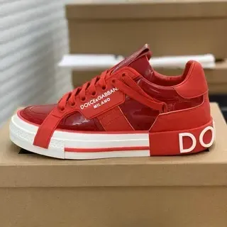 Dolce & Gabbana Portofino أحمر الماركة حزام منصة نمط حياة أحذية رياضية