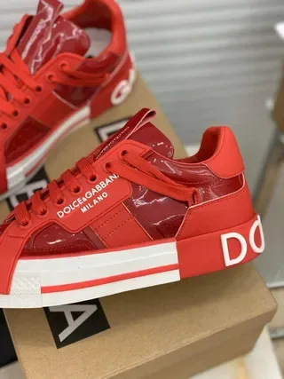 Dolce & Gabbana Portofino Vermelho com marca Tira Plataforma Estilo de Vida Tênis 2