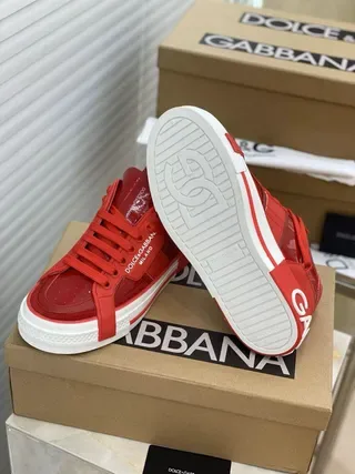 Dolce & Gabbana Portofino Vermelho com marca Tira Plataforma Estilo de Vida Tênis 8