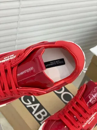 Dolce & Gabbana Portofino Vermelho com marca Tira Plataforma Estilo de Vida Tênis 9