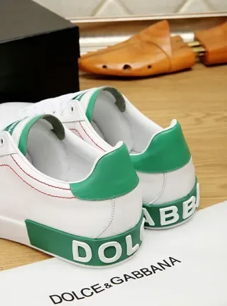 Dolce & Gabbana Portofino Chaussures Lifestyle Blanches et Vertes 3