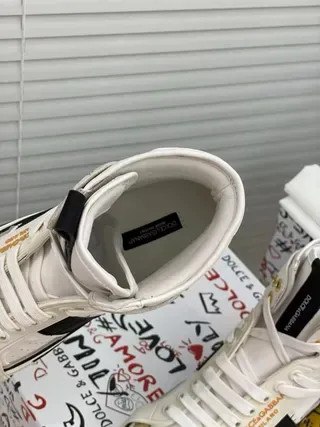 Dolce & Gabbana Portofino Brancos Pretos Dourados Tênis Lifestyle 4