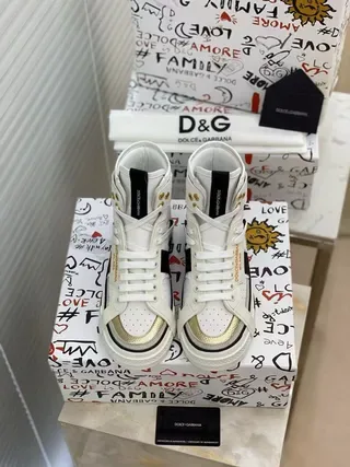 Dolce & Gabbana Portofino Brancos Pretos Dourados Tênis Lifestyle 5