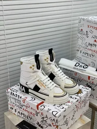 Dolce & Gabbana Portofino Brancos Pretos Dourados Tênis Lifestyle 9