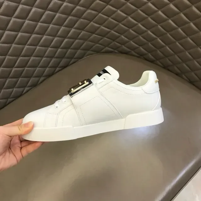 Dolce & Gabbana Portofino Chaussures Lifestyle Blanches en Cuir à Boucle 2