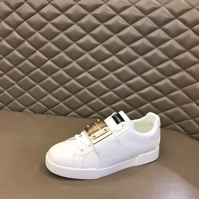 Dolce & Gabbana Portofino Chaussures Lifestyle Blanches en Cuir à Boucle 3