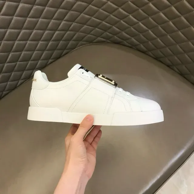 Dolce & Gabbana Portofino Chaussures Lifestyle Blanches en Cuir à Boucle 5