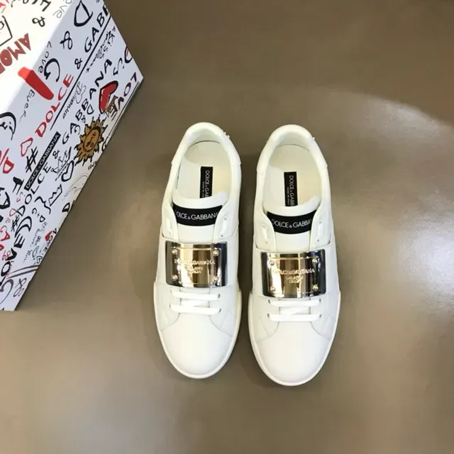 Dolce & Gabbana Portofino Chaussures Lifestyle Blanches en Cuir à Boucle 6