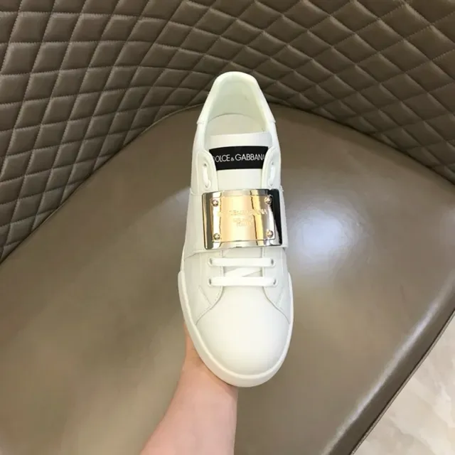 Dolce & Gabbana Portofino Chaussures Lifestyle Blanches en Cuir à Boucle 7