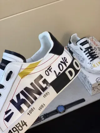 Dolce & Gabbana Royals King of Love impressão gráfica tênis lifestyle branco 7